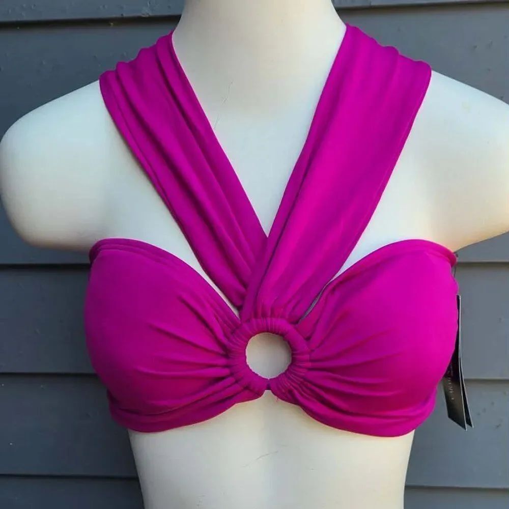 Carmen Marc Valvo Purple Bikini Top size Large NWT!
